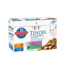 Hills Science Plan™ Kitten Favorite Selection - Колекция от паучове, малки късчета в сос Грейви, за котенца до 1 година, 12 броя, с пилешко и пуешко месо