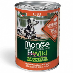 Monge BWILD Grain Free Adult– хапки в сос с пуйка, тиква и тиквички 400 гр.