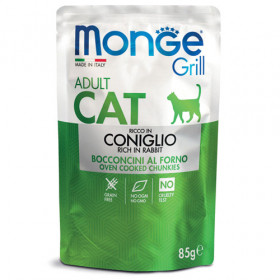 Monge Grill Adult със заешко – пауч с хапки в желе – за котки в зряла възраст 85 гр.