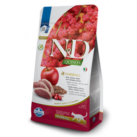 N&D Quinoa Hairball with Duck & Cranberry, Cat Adult – пълноценна храна с киноа за котки над 1г. срещу образуването на космени топки, с патешко и червени боровинки