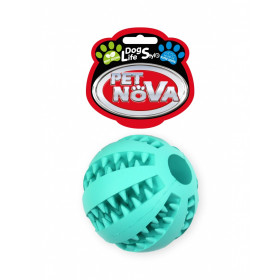 Играчка за кучета PET NOVA - Дентална топка 7см, с цвят и аромат на мента, с място за поставяне на лакомства