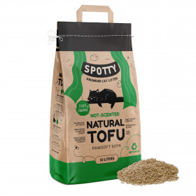 Соева котешка тоалетна SPOTTY TOFU NATURAL, с незабавно слепване и възможност за иззхвърляне в тоалетната