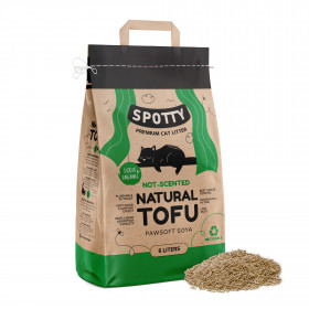 Соева котешка тоалетна SPOTTY TOFU NATURAL, с незабавно слепване и възможност за иззхвърляне в тоалетната