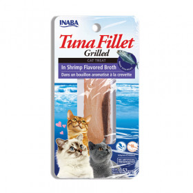 Натурално лакомство за котки Ciao Cat Treats Grilled Tuna Fillet in Shrimp Flavoured Broth истинско филе от риба тон, залято с домашен бульон от скариди
