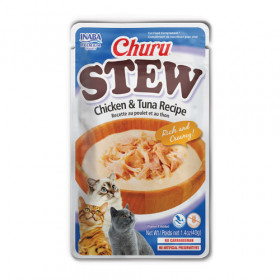 Пауч за котки Ciao Cat Wet Stew Chicken & Tuna Recipe крем супа с късчета пилешко месо и риба тон; №1 в света мокро лакомство за котки