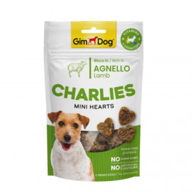 Кучешко лакомство GIMDOG Charlies Mini hearts Lamb мини сърчица с Агнешко, БЕЗ зърнени култури
