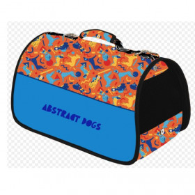 Луксозна транспортна чанта  CAZO Pet Carrier Abstract Dogs Orange  в оранжево-син дизайн 50 × 27 × 26cм 