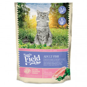 Пълноценна суха храна SAM'S FIELD Cat Adult Fish с 38% риба и зеленчуци, БЕЗ зърнени култури