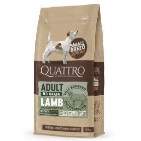Пълноценна суха храна за кучета от малки породи Quatro Adult Small breed Superpremium с Агнешко, БЕЗ зърнени култури
