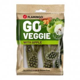 Вегетариански дентални лакомства Flamingo Veggie Toothbrush Apple дъвчащи четки за зъби с вкус на ябълка 12,5 см