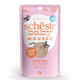 Пауч за подрастващи котенца Schesir Baby Mousse salmon мус със сьомга и пилешко