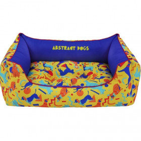  Меко кучешко легло CAZO Soft Bed Abstract Dogs Yellow в жълто-син дизайн
