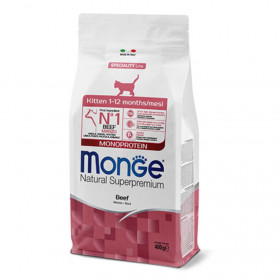 Монопротеинова суха храна за подрастващи котенца Monge Natural Superpremium Kitten Beef  с телешко