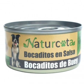 Натурална, консервирана храна за кучета Naturcota Beef Snack сочни хапки от телешко месо в собствен сос