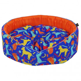 Овално, меко кучешко легло CAZO Foam Bed Abstract Dogs Blue
