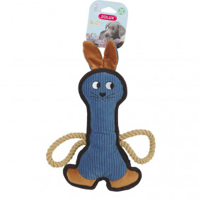 Плюшена кучешка играчка Zolux Buddy plush toy Rabbit синьо зайче с въже