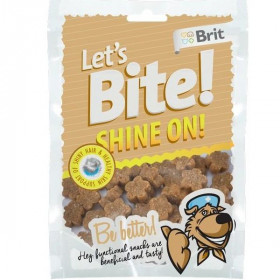 Лакомство Brit Let's bite - Вкусни парченца с добавка за красива козина 150 гр.