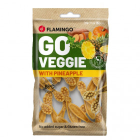 Вегетариански дентални лакомства Flamingo Veggie Toothbrush Pineapple дъвчащи четки за зъби с вкус на ананас  7,5 см