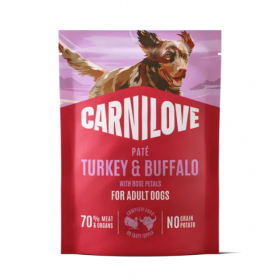 Пълноценна мокра храна за кучета Carnilove Dog Pouch Paté Turkey & Buffalo with Rose Petals с пуешко и биволско месо