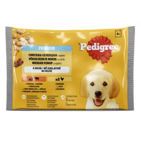 Пауч за кучета PEDIGREE Junior -  с пилешко, говеждо и ориз 4 бр. X 100гр.