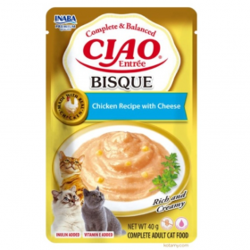 Крем супа за котки CIAO Entrée Bisque Chicken Recipe with Cheese  с пиле и сирене 40гр