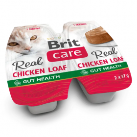 Месен пастет за котки Brit Care Cat Real Chicken Loaf (2*37г) - с 61,5% прясно пилешко месо и пребиотци, в помощ на храносмилателната система