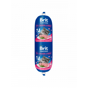 Деликатесен салам за котки Brit Premium by Nature Meat Sausage Chicken & Rabbit, 180гр.