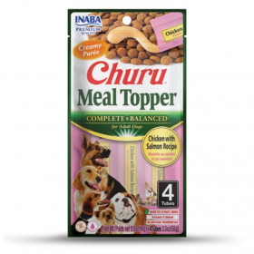 Кремообразен топер за суха храна Churu Dog Meal Topper Chicken with Salmon Recipe с Пилешко месо и сьомга