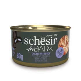 Консервирана храна за котки Schesir AfterDark Chicken and Duck  с пилешко и патешко в бульон