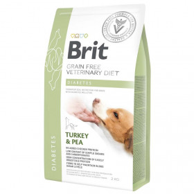 Пълноценна, суха храна Brit Veterinary Diets Dog Diabetes за кучета с диабет с Пуешко месо и грах, БЕЗ ЗЪРНЕНИ КУЛТУРИ