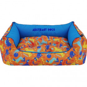 Меко кучешко легло CAZO Soft Bed Abstract Dogs Orange в оранжево-син дизайн