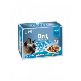 Brit Cat Premium Family plate gravy - 12х85гр паучове за котки с различни вкусове