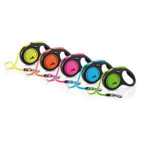 Flexi NEW Neon М - атоматичен повод 5 метра, лента, за кучета до 25 кг. 