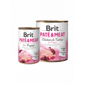 BRIT PATÉ & MEAT - PUPPY - консервирана храна за кучета с 29% прясно пилешко месо и 21% пуешко