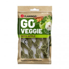 Вегетариански дентални лакомства Flamingo Veggie Toothbrush Apple дъвчащи четки за зъби с вкус на ябълка 7,5 см