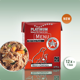 PLATINUM MENU BEEF&CHICKEN - меню за кучета с 48% прясно пиле и 35% прясно говеждо месо