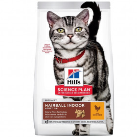 Суха храна за котки живеещи на закрито, за намаляване на космените топки, 1-6 год.- Hill's Science Plan Adult Hairbal