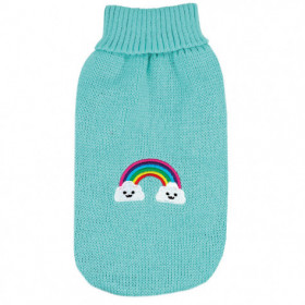 Топъл пуловер за кучета с щампа Record Magic Land Rainbow - син