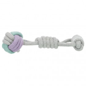 Въжена играчка Trixie Junior Knot ball on a rope  плетена топка с въже за дърпане, подходяща за малки кученца