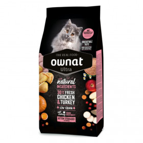 Натурална, пълноценна суха храна за кастрирани котенца до 1 година Ownat Kitten Sterilized с 30% прясно пилешко и пуешко месо