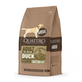Пълноценна суха храна за кучета от големи породи Quatro Adult Large breed Superpremium с Патешко, БЕЗ зърнени култури