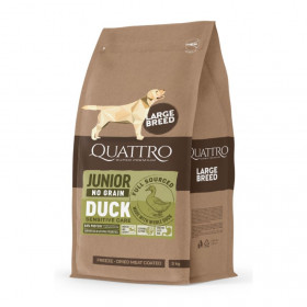 Пълноценна суха храна за подрастващи кучета от големи породи Quatro Superpremium Junior Large breed с патешко , БЕЗ зърнени култури