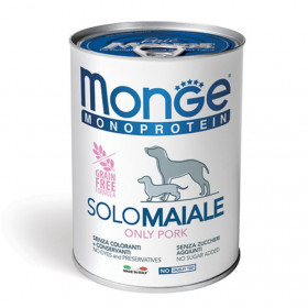 Монопротеинова храна за кучета в зряла възраст Monge Can Dog Pate 100% Pork - консерва пастет със 100% свинско 400гр.