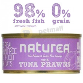 Naturea Tuna & Prawns - деликатесна храна за котки с риба тон и скариди, без зърнени култури, 80 грама