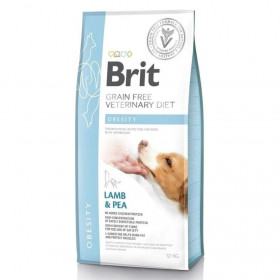 Пълноценна, суха храна Brit Veterinary Diets Dog Obesity за кучета с наднормено тегло с агнешко, пуешко месо и грах, БЕЗ ЗЪРНЕНИ КУЛТУРИ