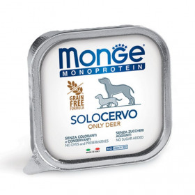 Монопротеинова храна за кучета в зряла възраст Monge Terrine Dog Pate 100% Deer - терин пастет  със 100% еленско 150гр.