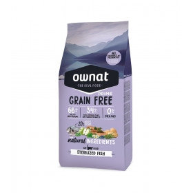 Натурална суха храна за кастрирани котки OWNAT GF PRIME STERILIZED FISH БЕЗ ЗЪРНО, с прясна океанска риба