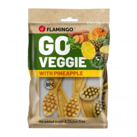 Вегетариански дентални лакомства Flamingo Veggie Toothbrush Pineapple дъвчащи четки за зъби с вкус на ананас  12,5 см