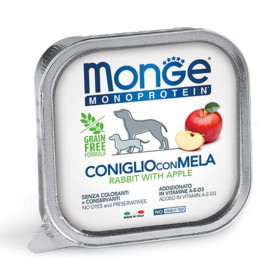 Монопротеинова храна за кучета в зряла възраст Monge Terrine Dog Fruit Pate Rabbit with apple -терин пастет със заешко и ябълка 150гр.