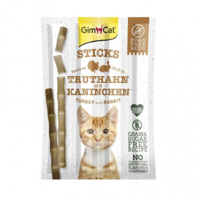 Лакомство за котки GIMCAT sticks with Turkey and rabbit пръчици с пуешко и заешко месо, БЕЗ ЗЪРНО